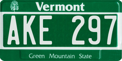 VT license plate AKE297