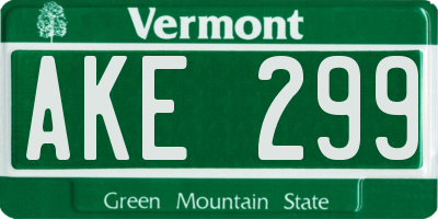 VT license plate AKE299