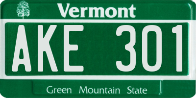 VT license plate AKE301