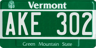 VT license plate AKE302