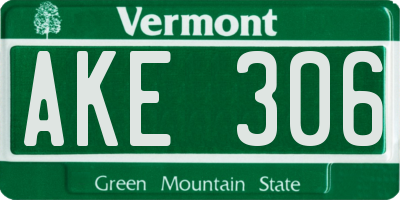 VT license plate AKE306