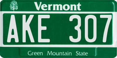 VT license plate AKE307
