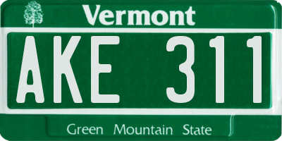 VT license plate AKE311