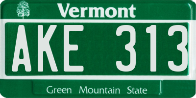 VT license plate AKE313