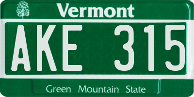 VT license plate AKE315
