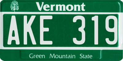 VT license plate AKE319
