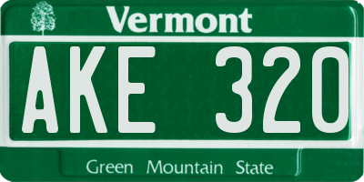 VT license plate AKE320