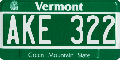 VT license plate AKE322