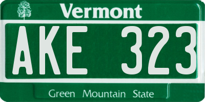 VT license plate AKE323