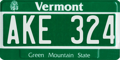 VT license plate AKE324