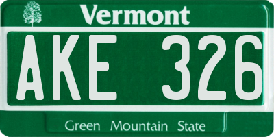 VT license plate AKE326