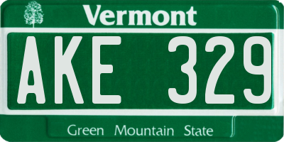 VT license plate AKE329