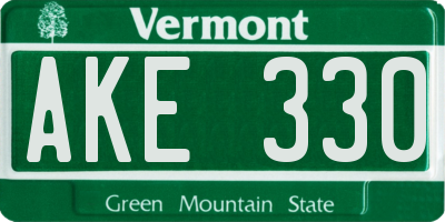 VT license plate AKE330