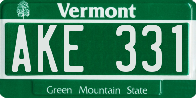 VT license plate AKE331