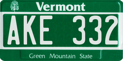 VT license plate AKE332