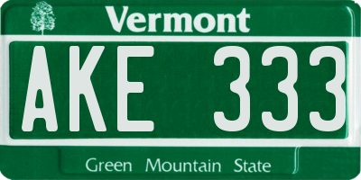 VT license plate AKE333