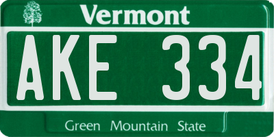 VT license plate AKE334