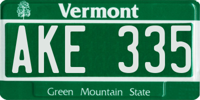 VT license plate AKE335