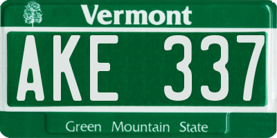 VT license plate AKE337