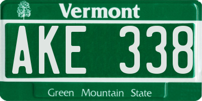 VT license plate AKE338