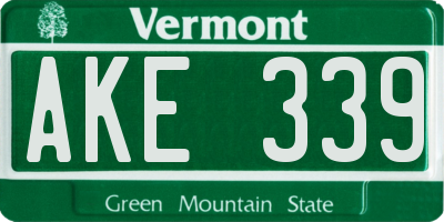 VT license plate AKE339