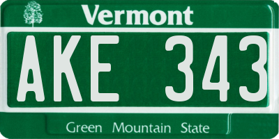 VT license plate AKE343