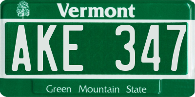 VT license plate AKE347