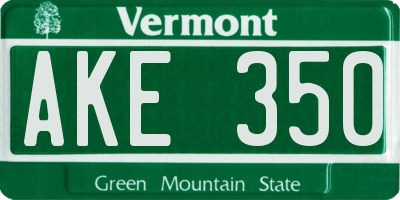 VT license plate AKE350