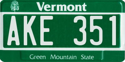 VT license plate AKE351
