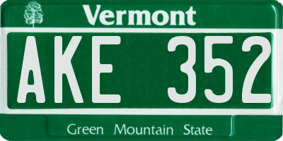 VT license plate AKE352