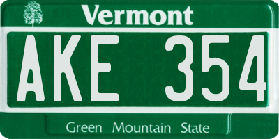 VT license plate AKE354