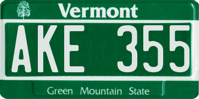 VT license plate AKE355