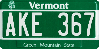 VT license plate AKE367