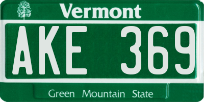 VT license plate AKE369