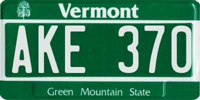 VT license plate AKE370