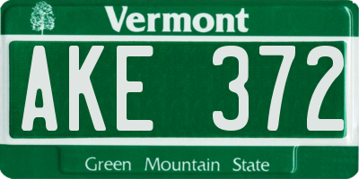 VT license plate AKE372