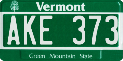 VT license plate AKE373