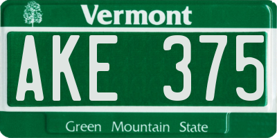 VT license plate AKE375