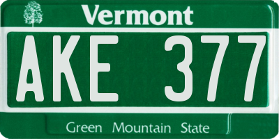 VT license plate AKE377