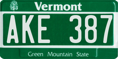 VT license plate AKE387