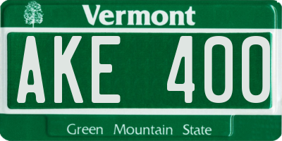 VT license plate AKE400