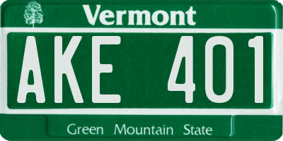 VT license plate AKE401