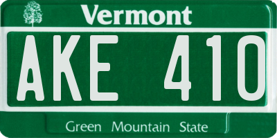 VT license plate AKE410