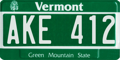 VT license plate AKE412