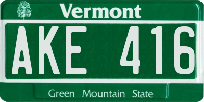 VT license plate AKE416