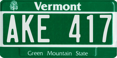 VT license plate AKE417