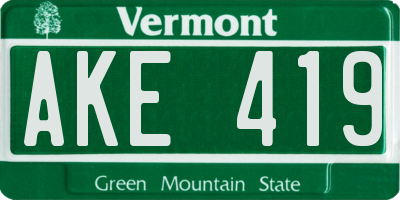 VT license plate AKE419