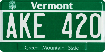 VT license plate AKE420