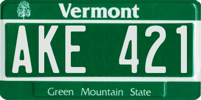 VT license plate AKE421