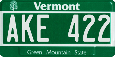 VT license plate AKE422